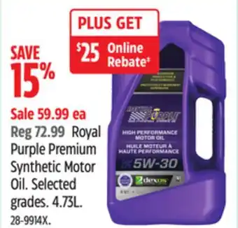 Canadian Tire Royal Purple Premium Synthetic Motor Oil offer