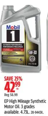 Canadian Tire Mobil 1 EP High Mileage Synthetic Motor Oil offer