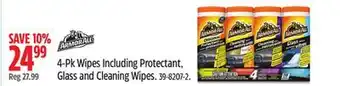 Canadian Tire Armor All 4-Pk Wipes Including Protectant, Glass and Cleaning Wipes offer