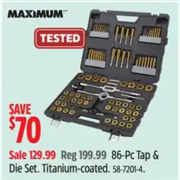 Canadian Tire MAXIMUM 86-pc Tap & Die Set Titanium Coated offer