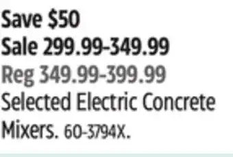 Canadian Tire Selected Electric Concrete Mixers offer