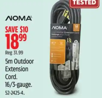 Canadian Tire NOMA 5m Outdoor Extension Cord offer