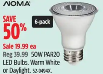 Canadian Tire NOMA 50W PAR20 LED Bulbs offer