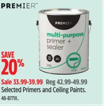 Canadian Tire Premier Paint Selected Primers and Ceiling Paints offer