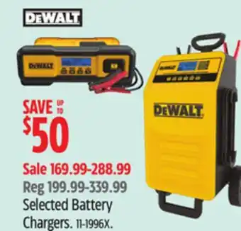 Canadian Tire DeWalt Selected Battery Chargers offer