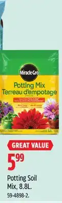 Canadian Tire Miracle-Gro Potting Soil Mix, 8.8L offer