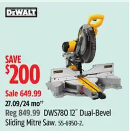 Canadian Tire DEWALT DWS780 12˝ Dual-Bevel Sliding Mitre Saw offer