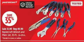 Canadian Tire Mastercraft Wrench and Pliers Set, 10-Pc offer