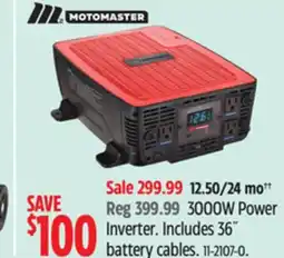 Canadian Tire MotoMaster 3000W Power Inverter. Includes 36˝ battery cables offer