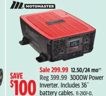 Canadian Tire MotoMaster 3000W Power Inverter. Includes 36˝ battery cables offer