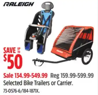 Canadian Tire RALEIGH Selected Bike Trailers or Carrier offer