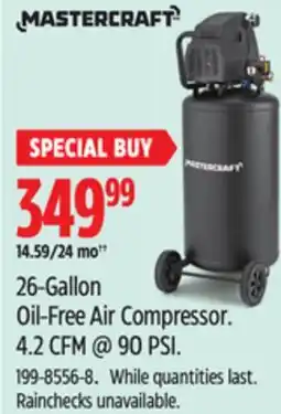 Canadian Tire Mastercraft 26-Gallon Oil-Free Air Compressor offer