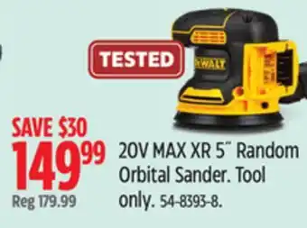 Canadian Tire DEWALT 20V MAX XR 5˝ Random Orbital Sander offer