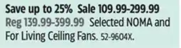 Canadian Tire Selected NOMA and For Living Ceiling Fans offer