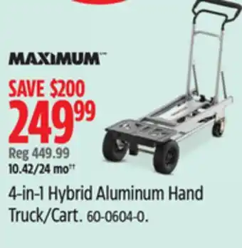 Canadian Tire maximum 4-in-1 Hybrid Aluminum Hand Truck/Cart offer