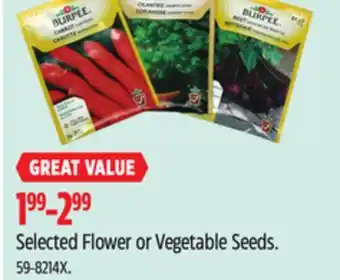 Canadian Tire Selected Flower or Vegetable Seeds offer