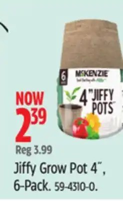 Canadian Tire Mckenzie Jiffy Grow Pot 4˝, 6-Pack offer