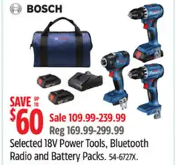 Canadian Tire Bosch Selected 18V Power Tools, Bluetooth Radio and Battery Packs offer