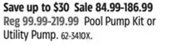 Canadian Tire Mastercraft Pool Pump Kit or Utility Pump offer