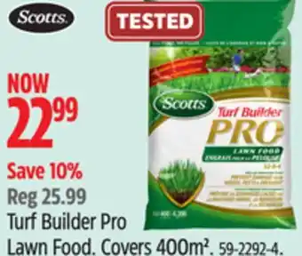 Canadian Tire Scotts Turf Builder Pro Lawn Food Covers 400m2 offer