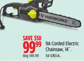 Canadian Tire Yardworks 9A Corded Electric Chainsaw 14˝ offer