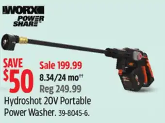 Canadian Tire Worx Hydroshot 20V Portable Power Washer offer