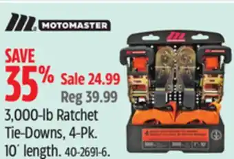 Canadian Tire MotoMaster 3,000-lb Ratchet Tie-Downs, 4-Pk. 10´ length offer