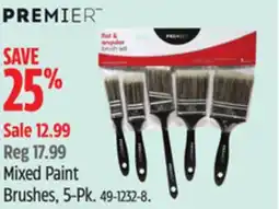 Canadian Tire Premier Paint Mixed Paint Brushes, 5-Pk offer