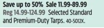 Canadian Tire Selected Standard and Premium-Duty Tarps offer