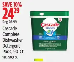 Canadian Tire Cascade Complete Dishwasher Detergent Pods offer