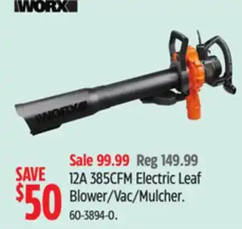 Canadian Tire Worx 12A385CFM Electric Leaf Blower/Vac/Mulcher offer