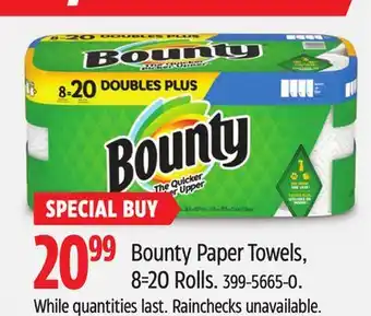 Canadian Tire Bounty Paper Towels, 8=20 Rolls offer