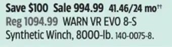 Canadian Tire WARN VR EVO 8-S Synthetic Winch offer