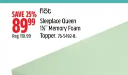 Canadian Tire FLOT Sleeplace Queen 11⁄2˝ Memory Foam Topper offer