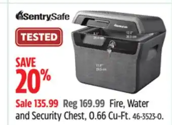 Canadian Tire Sentry Safe Fire, Water and Security Chest, 0.66 Cu-Ft offer