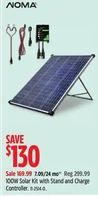 Canadian Tire NOMA 100W Solar Kit with Stand and Charge Controller offer