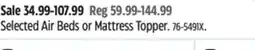 Canadian Tire Selected Air Beds or Mattress Topper offer