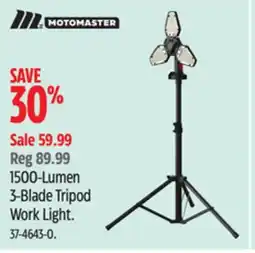 Canadian Tire MotoMaster 1500-Lumen 3-Blade Tripod Work Light offer