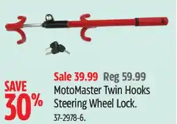 Canadian Tire MotoMaster Twin Hooks Steering Wheel Lock offer