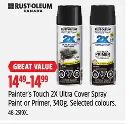 Canadian Tire Rust-Oleum Painter's Touch 2X Ultra Cover Spray Paint or Primer offer