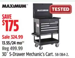 Canadian Tire MAXIMUM 30˝ 5-Drawer Mechanic's Cart offer