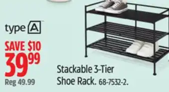 Canadian Tire TYPE A Stackable 3-Tier Shoe Rack offer