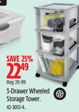 Canadian Tire TYPE A 3-Drawer Wheeled Storage Tower offer