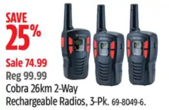 Canadian Tire Cobra 26km 2-Way Rechargeable Radios offer