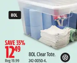 Canadian Tire TYPE A 80L Clear Tote offer