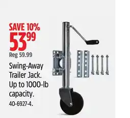 Canadian Tire Swing-Away Trailer Jack. Up to 1000-lb capacity offer