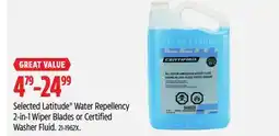 Canadian Tire Selected Latitude Water Repellency 2-in-1 Wiper Blades or Certified Washer Fluid offer