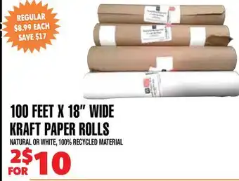 Len's Mill Stores 100 Feet x 18 Wide Kraft Paper Rolls offer