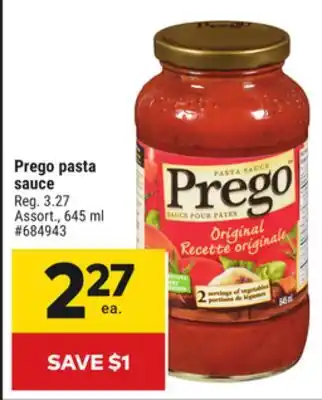 Giant Tiger Prego pasta sauce offer