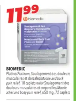 Familiprix Biomedic muscle & back pain platinum relief caplets 18un offer